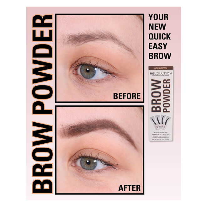 Makeup Revolution Brow Powder Stamp & Stencil Kit Ash Brown